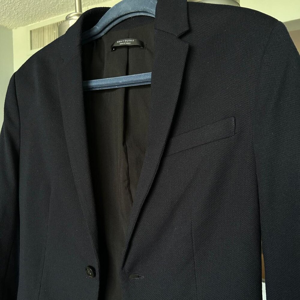 Mens Zara Piquet Suit Navy